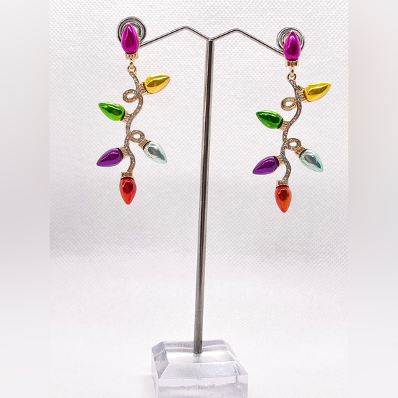 Beautiful Christmas String Lights Earrings! Long Dangling Metallic Lights! New! - Picture 9 of 12